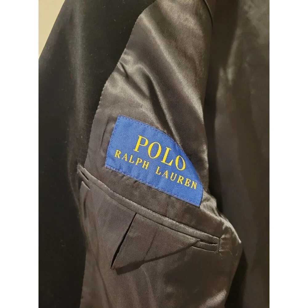 Polo Ralph Lauren Velvet Blazer Men’s 42L Black Cotton Sport Coat Formal Preppy
